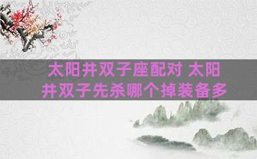 太阳井双子座配对 太阳井双子先杀哪个掉装备多 太阳井双子座配对 太阳井双子先杀哪个掉装备多
